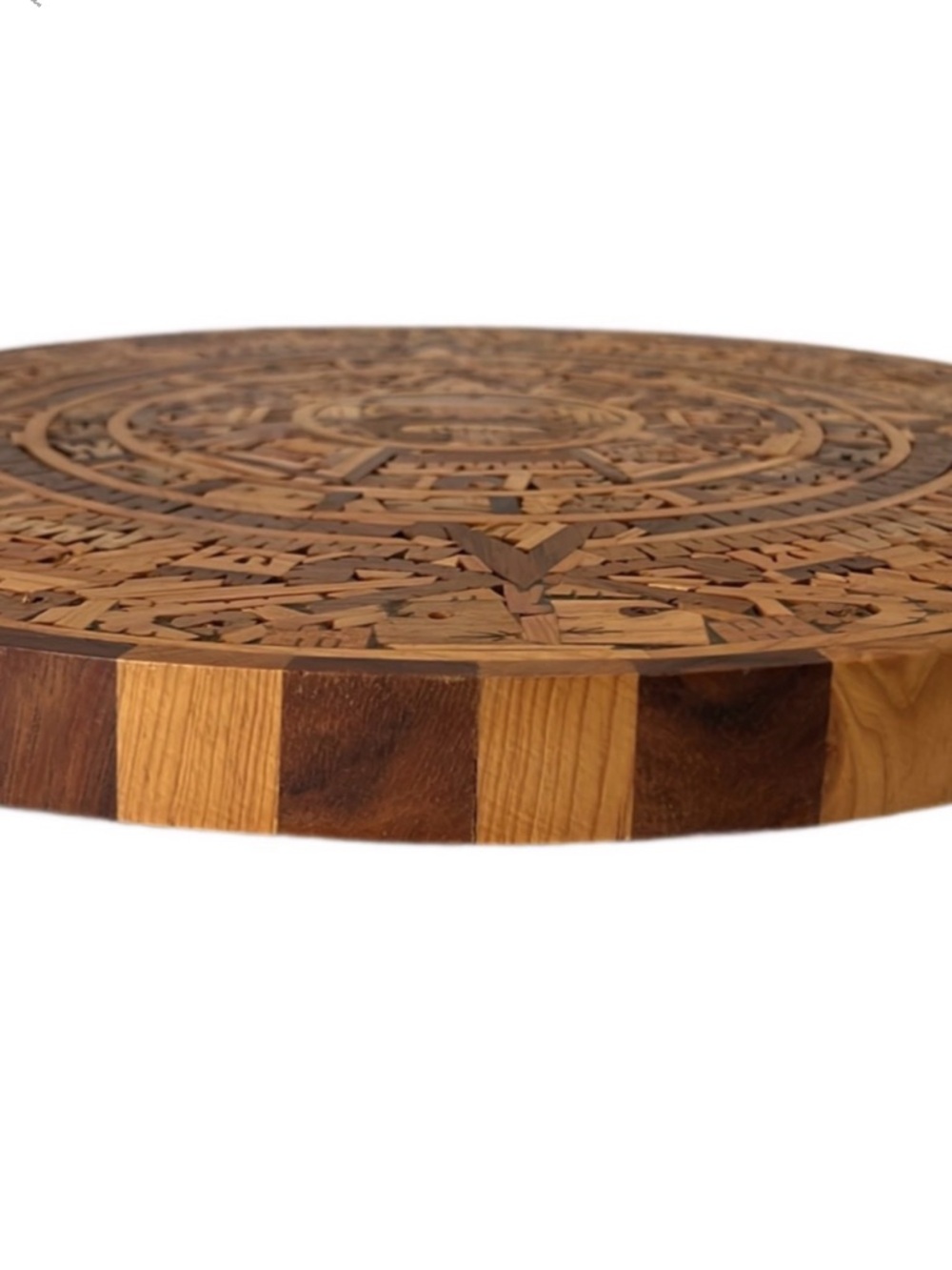 Vintage Mosaic Aztec Art Decor Calendar Tonatiuhs Face Hand Carved Exotic Woods‎ - Picture 4 of 9